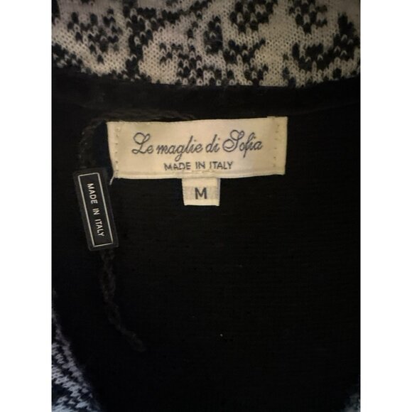 Le Maglie Di Sofia Floral Made In Italy 26% Wool Cardigan Sweater Size M - Picture 4 of 8
